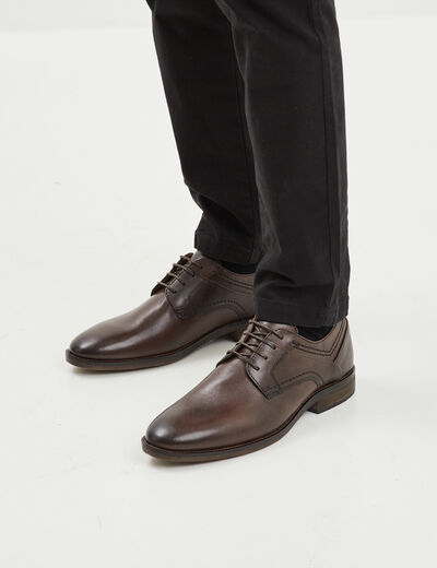 Derbies à lacets en cuir marron homme