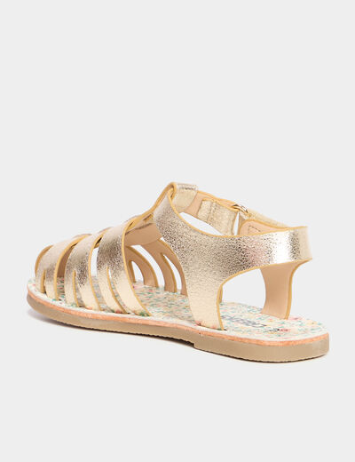 Sandales plates jaune or fille