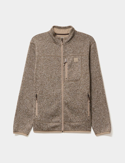 Gilet manches longues col montant marron homme
