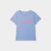 T-shirt col rond manches courtes coton bleu clair femme