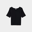 T-shirt ajust&eacute; col rond effet c&ocirc;tel&eacute; noir femme grande taille
