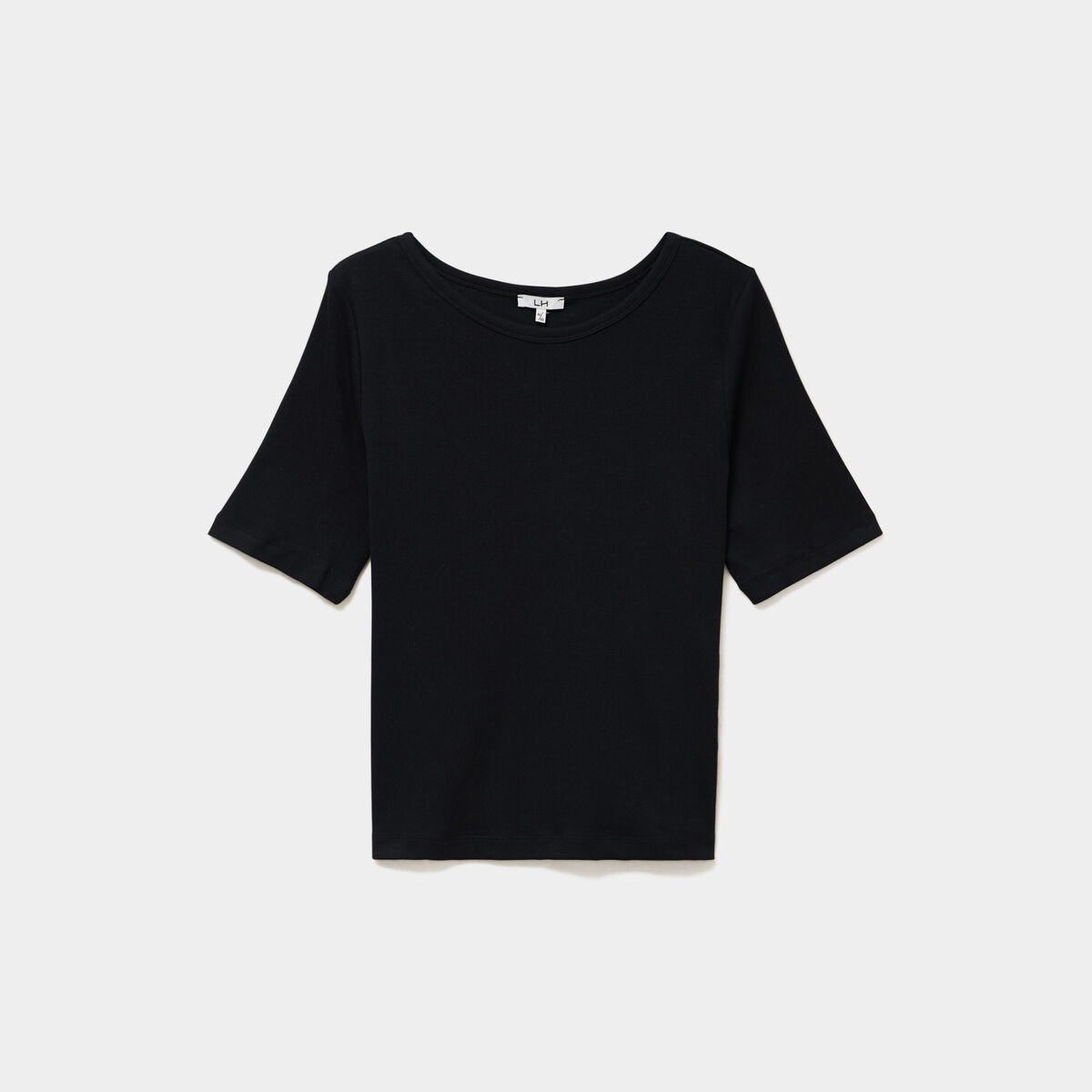T-shirt ajust&eacute; col rond effet c&ocirc;tel&eacute; noir femme grande taille