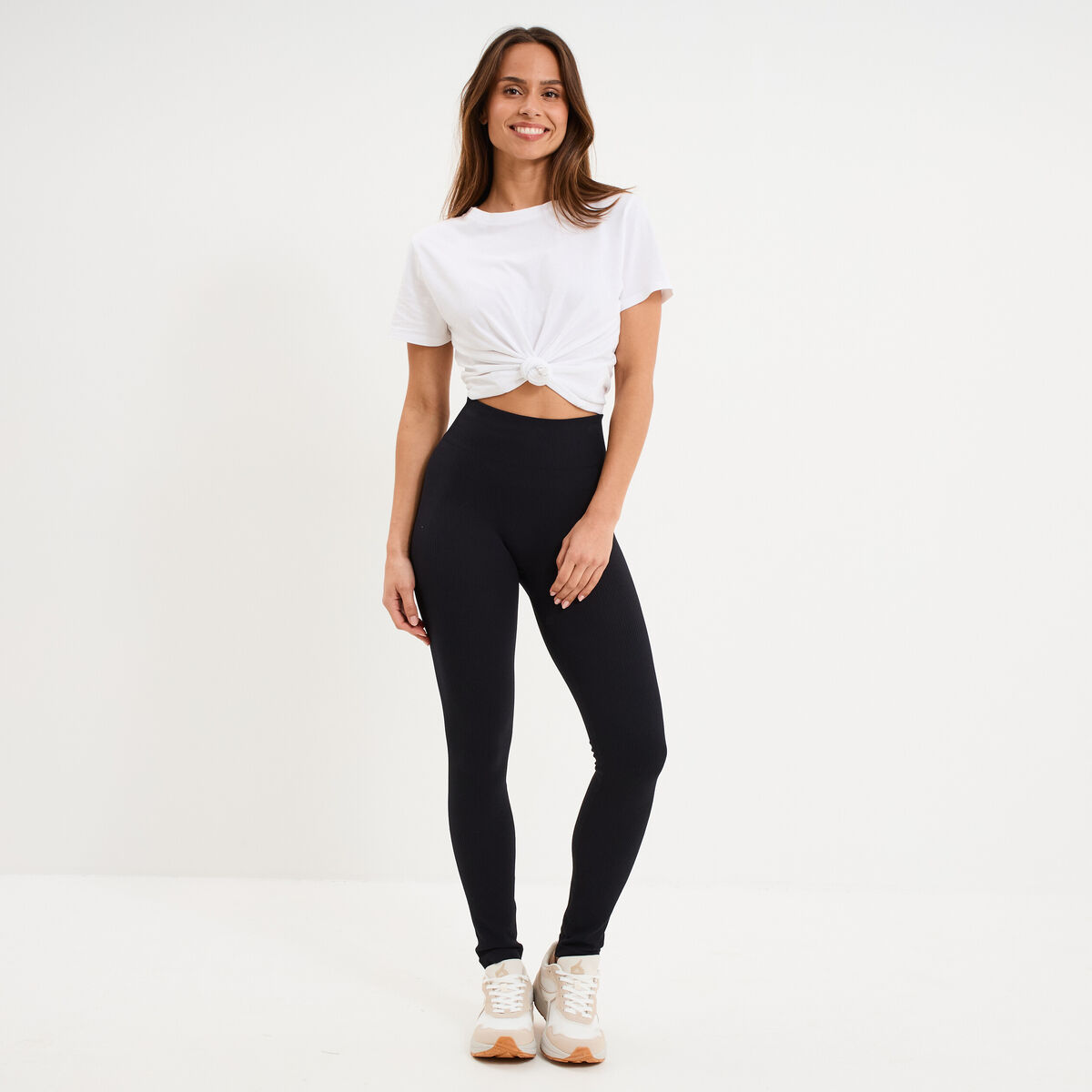 Legging de sport c&ocirc;tel&eacute; stretch noir femme