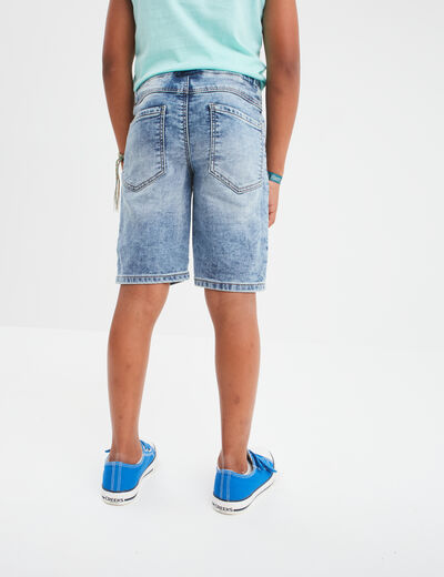 Bermuda droit en jean denim bleach garçon