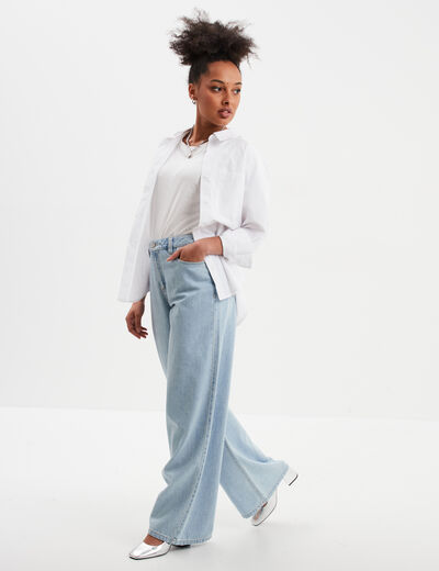 Jeans extra wide leg taille haute Creeks denim triple stone femme