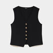 Gilet sans manches ajust&eacute; col en V noir femme
