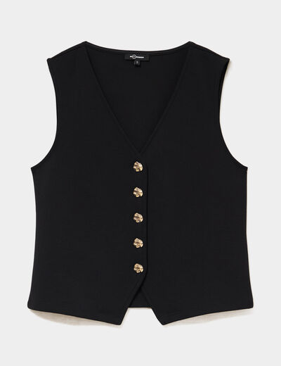 Gilet sans manches ajust&eacute; col en V noir femme