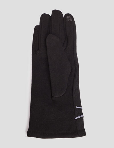 Gants avec pompons noir femme