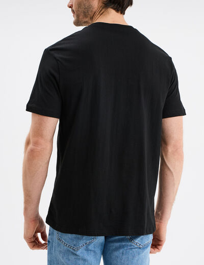 T-shirt manches courtes coton col V noir homme