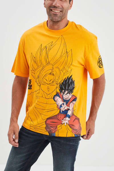 T-shirt col rond coton Dragon Ball Z orange foncé homme