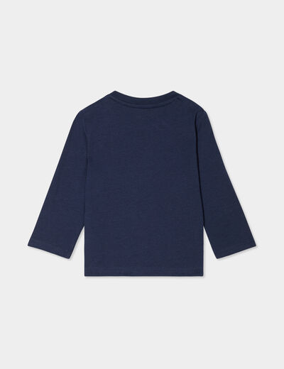 T-shirt col rond manches longues coton bleu marine bébé garçon