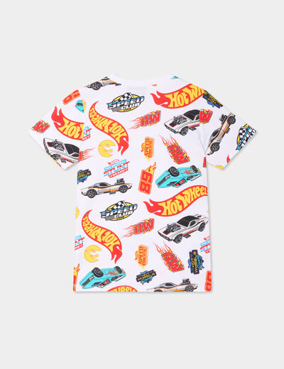 T-shirt manches courtes coton Hot Wheels blanc garçon