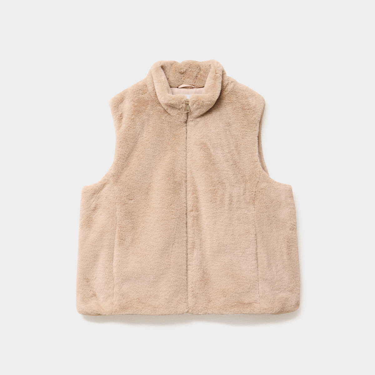 Veste fausse fourrure sans manches beige femme grande taille