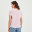 T-shirt col rond manches courtes coton rose clair femme