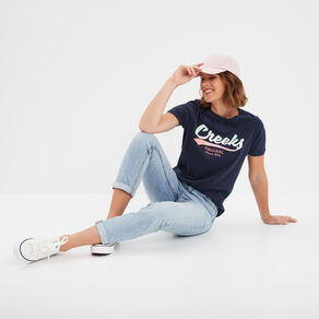 t shirt oversize col rond coton creeks bleu marine femme T-shirt oversize col rond coton Creeks bleu marine femme
