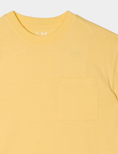 T-shirt oversize 1 poche manches courtes jaune clair garçon