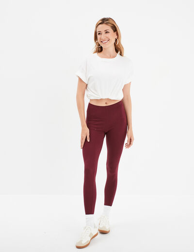 Legging long taille haute bordeaux femme