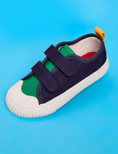 Tennis basses &agrave; scratchs bout renforc&eacute; multicolore gar&ccedil;on