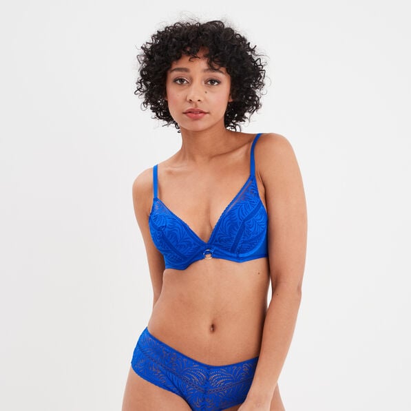soutien gorge foulard push up dentelle bleu electrique femme Soutien-gorge foulard push up dentelle bleu electrique femme