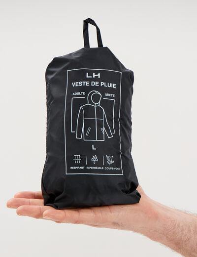 Veste coupe-vent imperm&eacute;able &agrave; capuche noir mixte