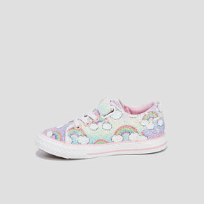 tennis en toile a scratchs pailletees multicolore fille Tennis en toile à scratchs pailletées multicolore fille