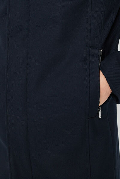 Manteau droit long bleu marine homme