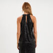 D&eacute;bardeur sequins et encolure am&eacute;ricain noir femme