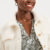 Veste courte droite effet bouclette blanc femme