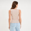 D&eacute;bardeur coton bords dentelle beige femme