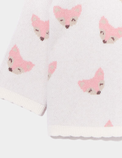 Pull boutonné bord festonné Creeks creme bébé fille