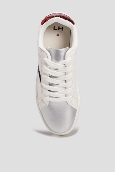 Tennis à lacets blanc femme