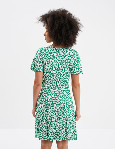 Robe patineuse manches courtes vert foncé femme