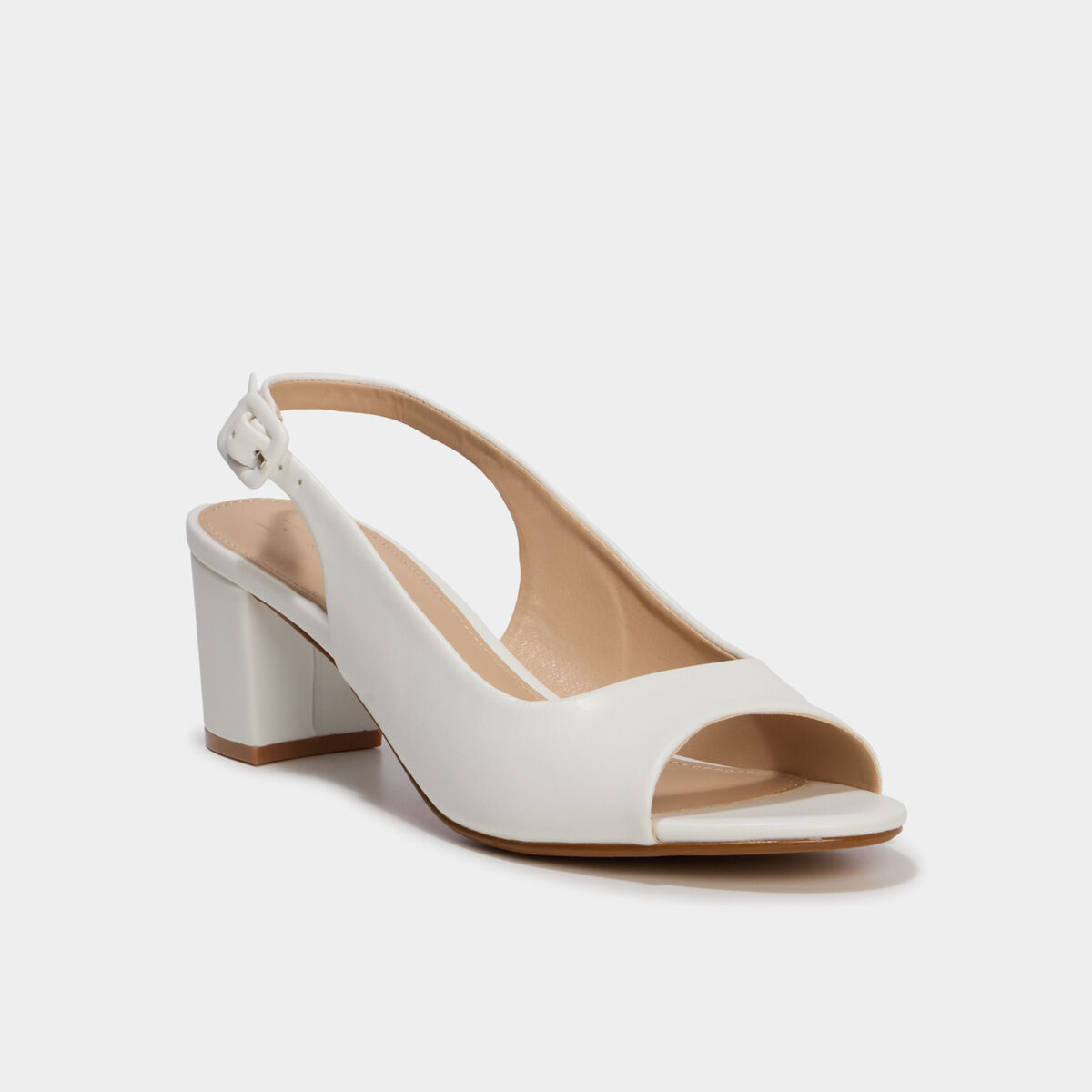 Sandales &agrave; talons bouts ouverts blanc femme