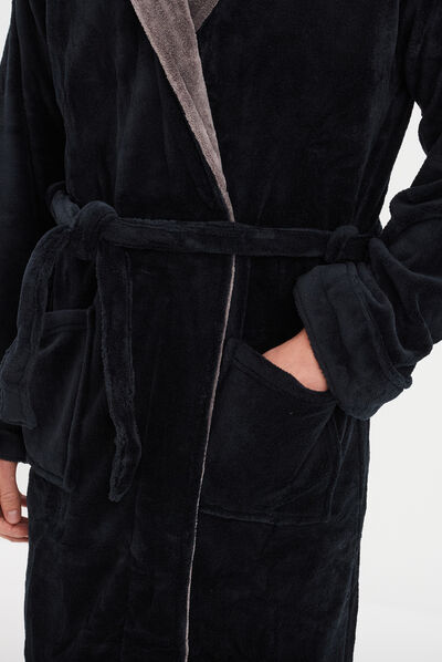 Peignoir long col châle noir homme