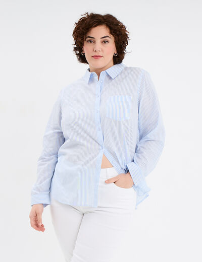 Chemise manches longues ajustée coton blanc femme grande taille