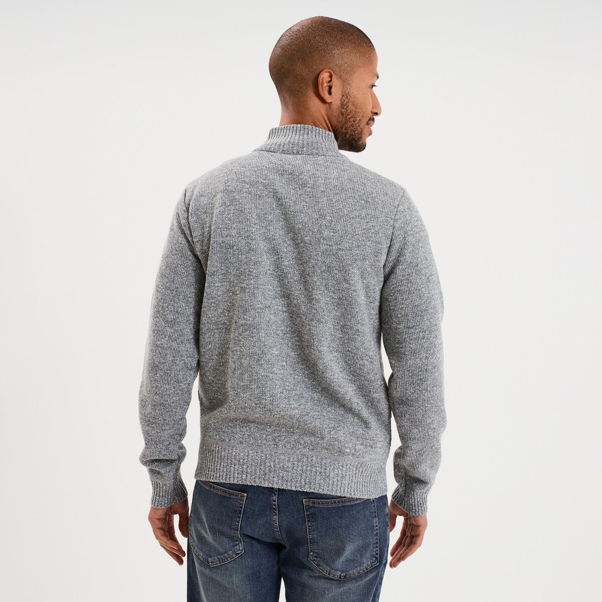 Gilet &agrave; torsades et col montant gris clair homme
