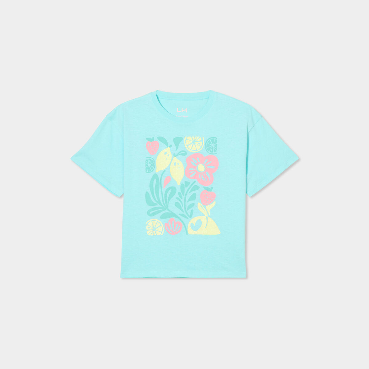 T-shirt Fille Été - Col Rond Manches Courtes Avec Poche - 7 à 14 Ans - Polycoton Décontracté