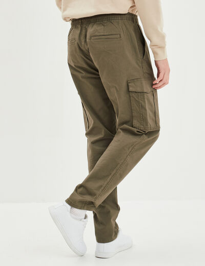 Pantalon cargo en coton vert kaki homme
