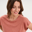 T-shirt col rond manches courtes terracotta femme