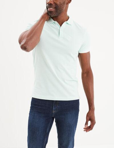 Polo manches courtes bords contrastés vert pastel homme