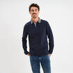 Polo manches longues coton majoritaire bleu marine homme