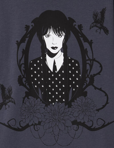 T-shirt coton Wednesday Mercredi gris fille