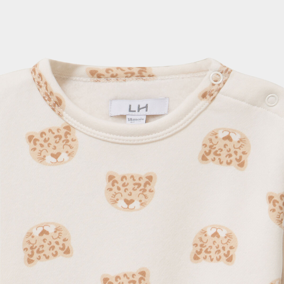 Sweat molletonn&eacute; manches longues ecru b&eacute;b&eacute; fille