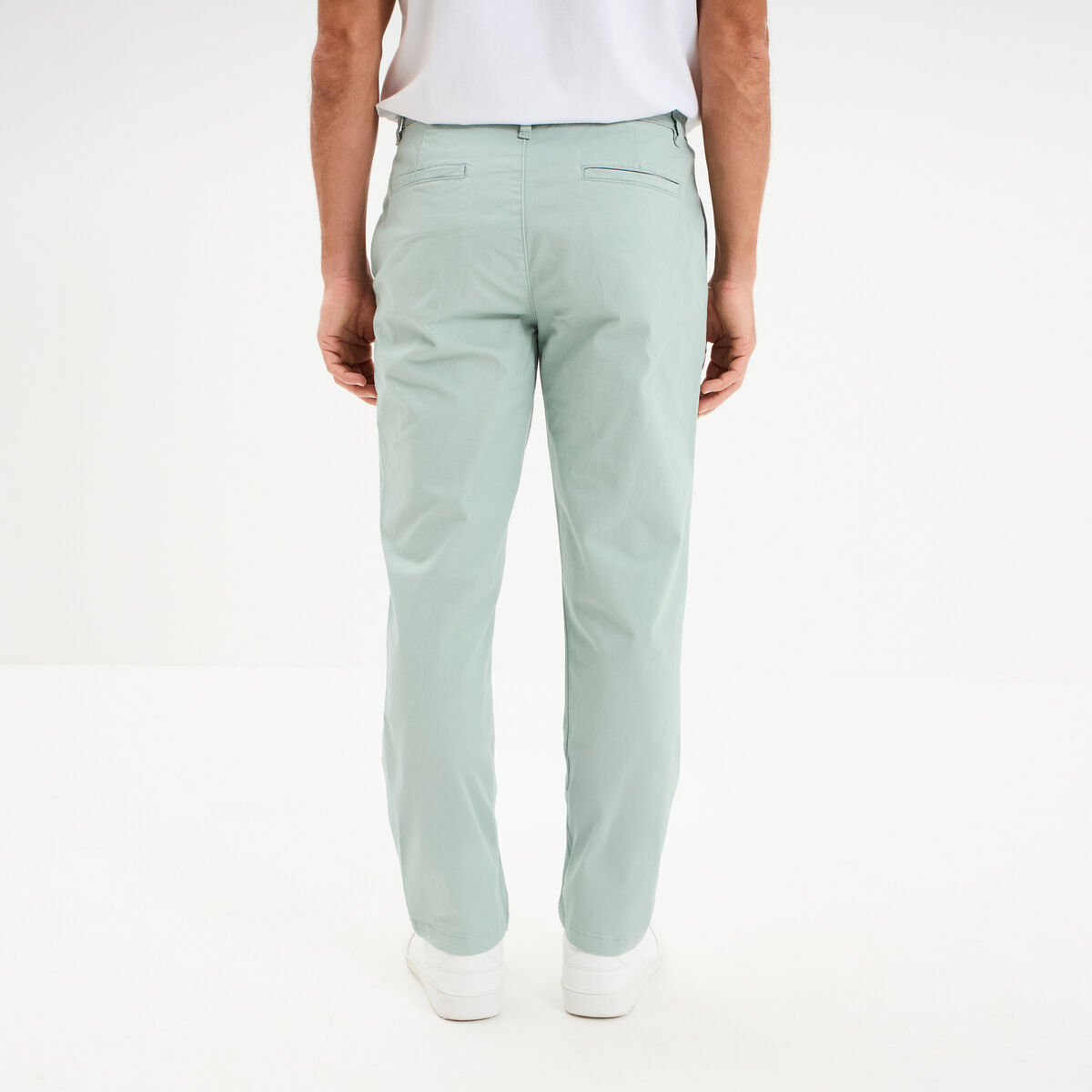 Pantalon chino droit stretch vert pastel homme