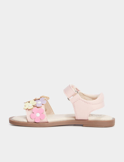 Sandales plates avec fleurs rose fille
