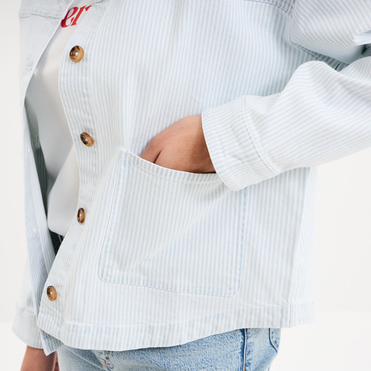 Surchemise 2 poches coton blanc femme