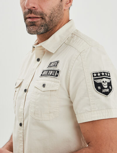 Chemise manches courtes Liberto ecru homme