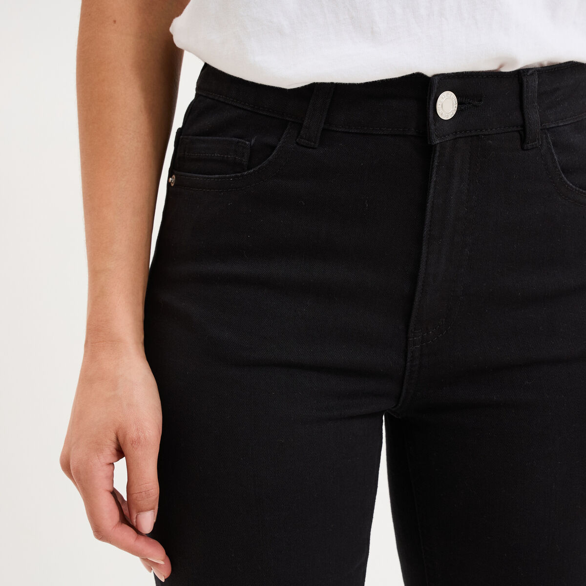 Bermuda en jean slim denim noir femme