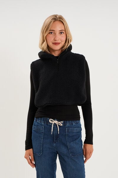 Col camionneur effet polaire noir femme