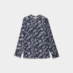 Chemise manches longues col mao bleu marine femme